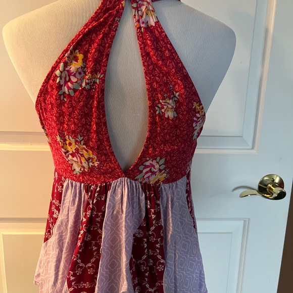 Free People Red Floral halter type top - Picture 2 of 4